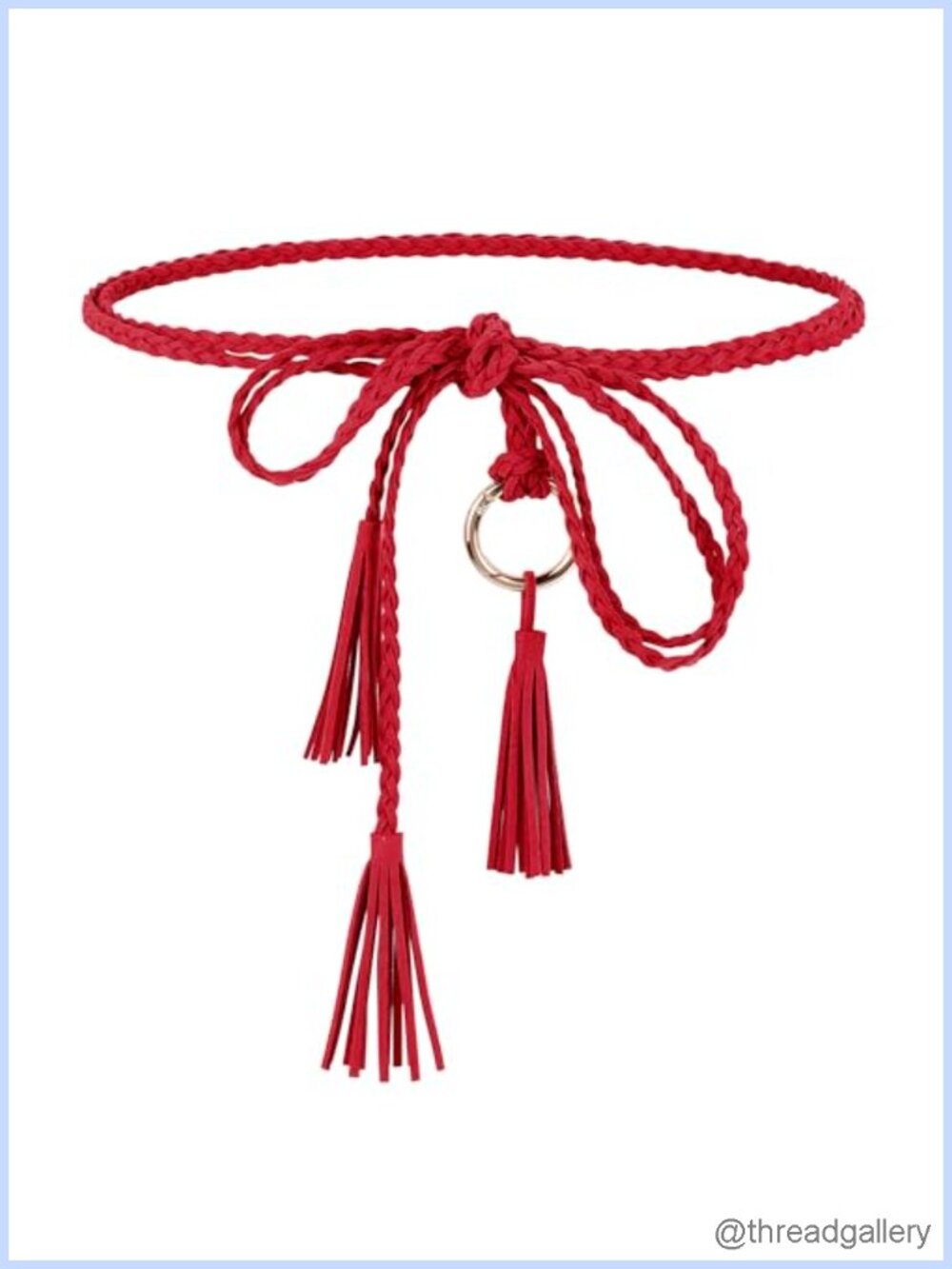 Women's Tassel Braided Waist Belt PU Leather Rope Tie Skinny Woven Wooden Beads